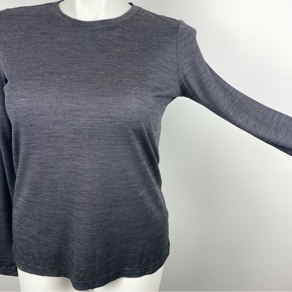 BOMBAS Dark Gray Long Sleeve Top Thumb Holes Merino Wool Blend Medium - Picture 6 of 12